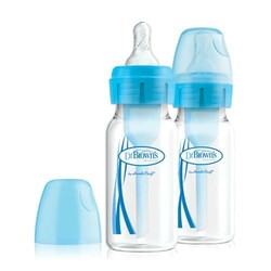 Dr. Brown's. Детская бутылочка для кормления с узким горлышком Options+, 120 мл, олубой, 2 шт. в уп 