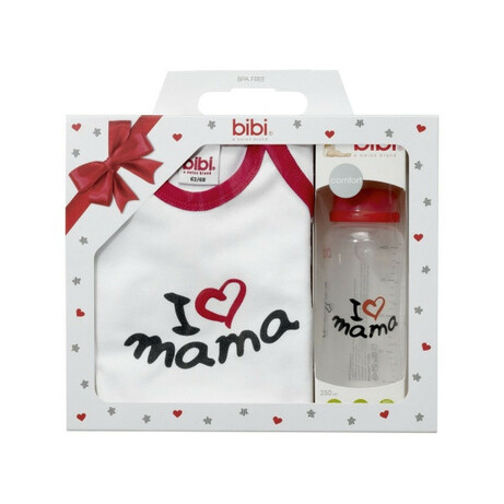 Bibi. Подарунковий набір Bibi Пляшка з соскою + Бодик "Я люблю Maму"(62-68 розмір) арт. 112516 (84