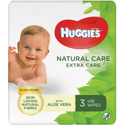 Huggies. Салфетки влажные Natural Care Extra Care 2 + 1 (3 х 56 шт) (5029054222140)