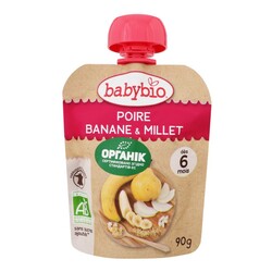 BABYBIO. Органическое пюре из груши, банана и пшена с 6 месяцев 90 г (3288131540092)