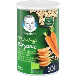 Gerber Organic. Органічні пшенично-вівсяні снеки з морквою і апельсинами 35 гр 10 міс. + (761303