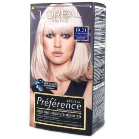 L`Oreal. Краска для волос RECITAL Preference тон 10.21 1шт (3600521042687)