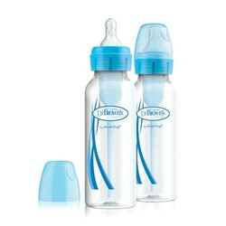 Dr. Brown's. Дитяча пляшка для годування з вузькою шийкою Options+, 250 мл, цолубой, 2 шт. в уп