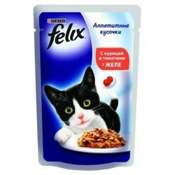 Felix. Корм для котов Felix с курицей и томатами 100г(7613034442390)
