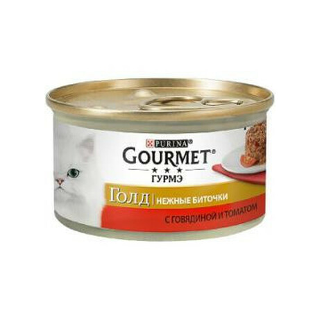 Gourmet. Gold Нежные биточки с говядиной и томатом 85 г(7613035442474)