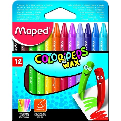 Maped. Карандаши восковые, 12 цв. Color Peps Wax Crayons (3154148610113)