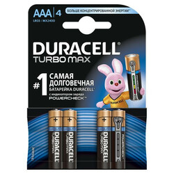 Duracell.Батарейки TurboMax AAA 1.5V LR03, 4 шт (069220)