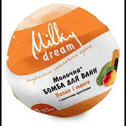 Milky Dream. Бомба для ванн "Папайя і манго" з молочними протеїнами і олією льону, 100 г(300639)