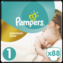 .Pampers. Підгузники Pampers Premium Care New Born Розмір 1(Для новонароджених) 2-5 кг, 88 шт(741602)