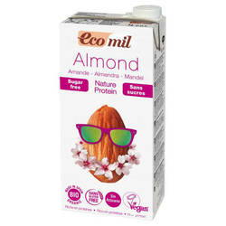 Ecomil. Органічне рослинне молоко Ecomil Мигдальне з протеїном без цукру 1 л (8428532230245