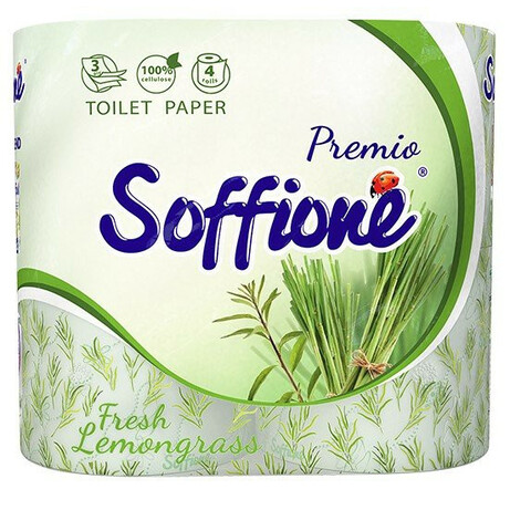 Soffione. Папір туалетна Fresh Lemongrass 3-слой  4шт*уп(4820003833971)