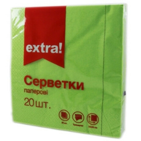 Extra!  Серветки паперові зелені  20шт/уп( 4824034029686)