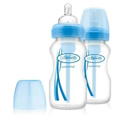 Dr. Brown's. Дитяча пляшка для годування з широкою шийкою, 270 мл,  2 шт Блакитної (WB92405 - ESX