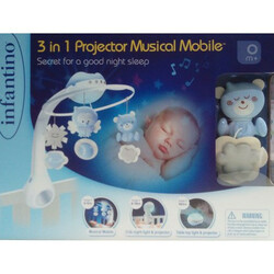 Infantino. Мобиль музыкальный с проектором 3 в 1,голубой(розовый,серый)(3021105048961)