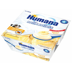 Humana.Продукт кисломолочный Humana milk minis Banane с бананом 4*100 гр. с 6 месцев (4031244784414)