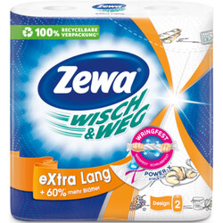 Zewa. Wisch Weg Extra Lang Designl кухонні рушники, 72 листів, 2 рулони(25*24 см)