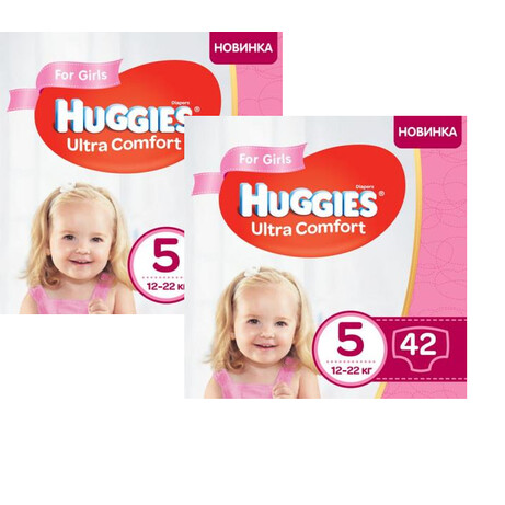 Huggies. Подгузники Huggies Ultra Comfort 5 Jumbo для девочек (12-22 кг) 84 шт (5029053565392-2)