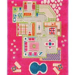 IVI 3D Play Carpets. Детский ковер розовый "Игровой домик" 134x200см (8699149500117)