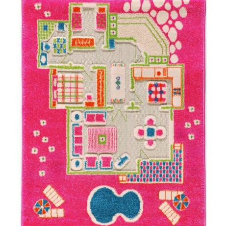 IVI 3D Play Carpets. Дитячий килим рожевий "Ігровий будиночок" 134x200см(8699149500117)