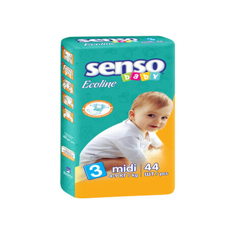 Senso Baby. Дитячі підгузники Ecoline Midi 3(4-9 кг), 44 шт(000858)