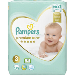Pampers Premium Care. Підгузники  Розмір 3(6-10 кг), 80 шт(4015400507499)