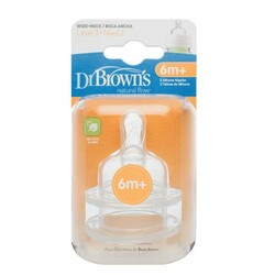 Dr. Brown's. Соска 3-го уровня для бутылочки с широким горлышком, силикон, 6+ мес, 2 шт (382-INTL)