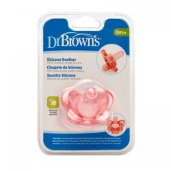 Dr. Brown's. Цельная силиконовая пустышка, цвет розовый, 0–6 мес., 1 шт. в упаковке (PS11003-INTL)