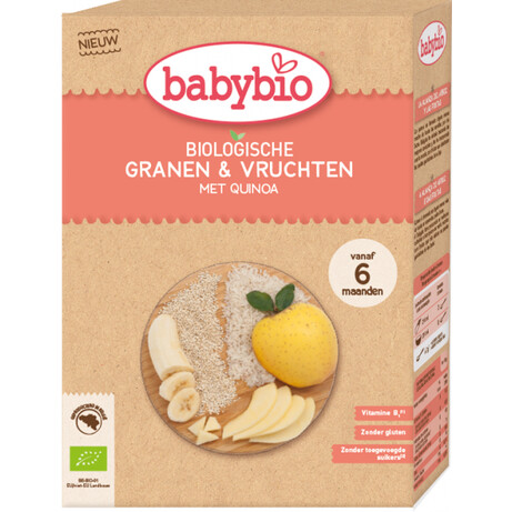 BabyBio. Безмолочная органическая каша Злаковая с фруктами и киноа от 6 мес. 200 гр(50416)