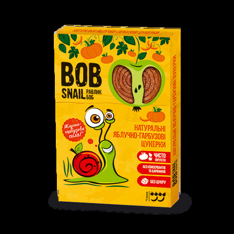 Bob - snail. Цукерки дитячі "Яблучно-гарбузові", 120г. (520217)