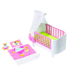 Кроватка для куклы BABY BORN - СПОКОЙНОЙ НОЧИ (звук, с игрушкой и постельным набором) (827420)