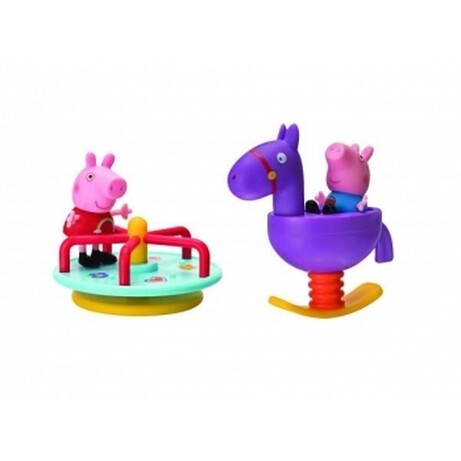 Peppa Figurines. Игровой набор Peppa - ДЕТСКАЯ ПЛОЩАДКА (качалка, карусель, 2 фигурки)(PEP0491)