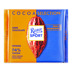 Ritter Sport. Шоколад чорний Перу 74% 100 г. (4000417933003)