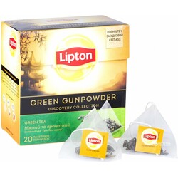 Lipton. Чай зеленый в пакетиках Lipton Green Gunpowder 20 пакетиков (4823084201073)