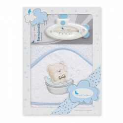 Interbaby.Полотенце Teddy bath + термометр blue (8100256)