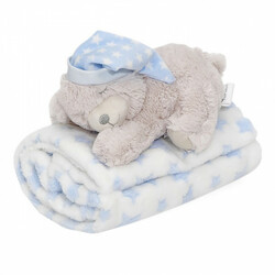 Interbaby.Плед flecce + plush toy bear sleep blue (8100265)