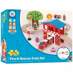 Bigjigs Toys. Игровой набор Железнодорожная пожарная станция (691621090374)
