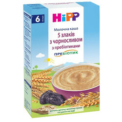 HiPP. Молочная каша "5 злаков с черносливом» с пребиотиками", 6 мес+  250 г (9062300140139)