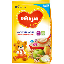 Milupa. Каша молочная Мультизлаковая с яблуком и грушей 210 г (042799)