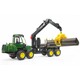 BRUDER. Игрушка - трактор с системой захвата John Deere с прицепом и бревнами (02133)