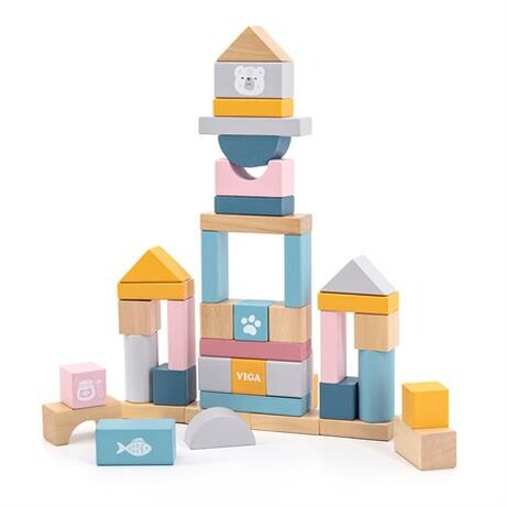 Viga Toys. Деревянные кубики  PolarB Пастельные блоки, 60 шт., 2,5 см (6971608440106)