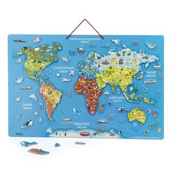 Viga Toys .Пазл магнітний Карта світу з маркерной дошкою, на укр. мовою (6971608445088)