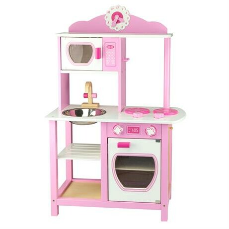 Viga Toys. Дитяча кухня Viga Toys з дерева, біло-рожева (6934510501112)