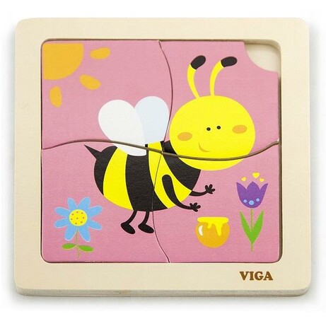 Viga Toys. Деревянный мини-пазл  Пчелка, 4 эл. (50138)