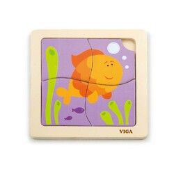Viga Toys. Деревянный мини-пазл  Рыбка, 4 эл. (50144)