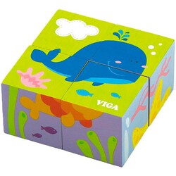 Viga Toys. Дерев'яні кубики-пазл Viga Toys Підводний світ (6934510501617)