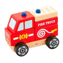 Viga Toys. Деревянная пирамидка  Пожарная машинка (50203FSC)