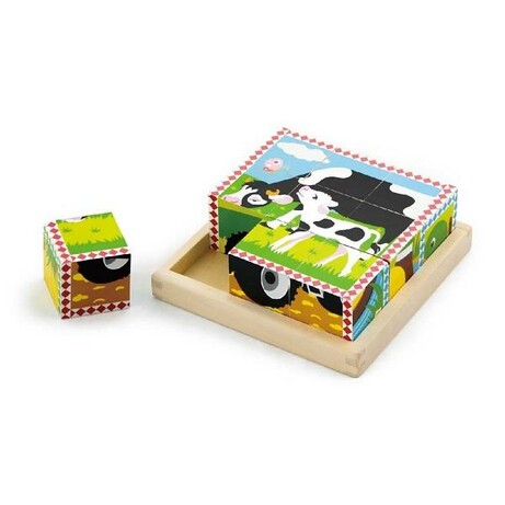 Viga Toys. Деревянные кубики-пазл Viga Toys Ферма (6934510597894)