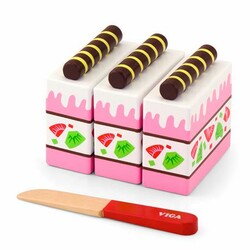 Viga Toys. Іграшкові продукти Дерев'яний полуничний торт (6934510513245)