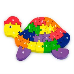 Viga Toys. Деревянный пазл  Черепаха по буквам и числам (55250)