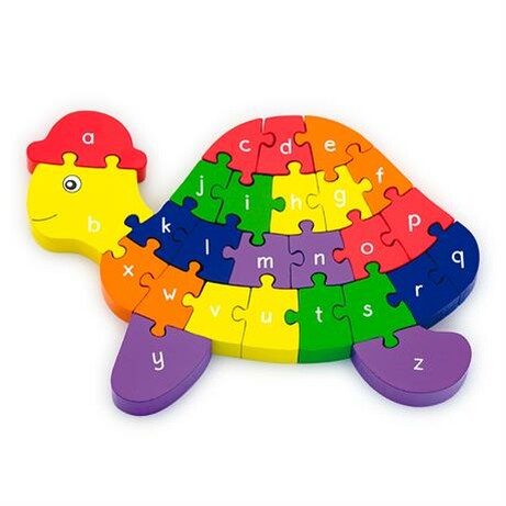 Viga Toys. Деревянный пазл  Черепаха по буквам и числам (55250)